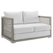 Pemberly Row 6-Piece Outdoor Patio Wicker Rattan Set in Gray/White