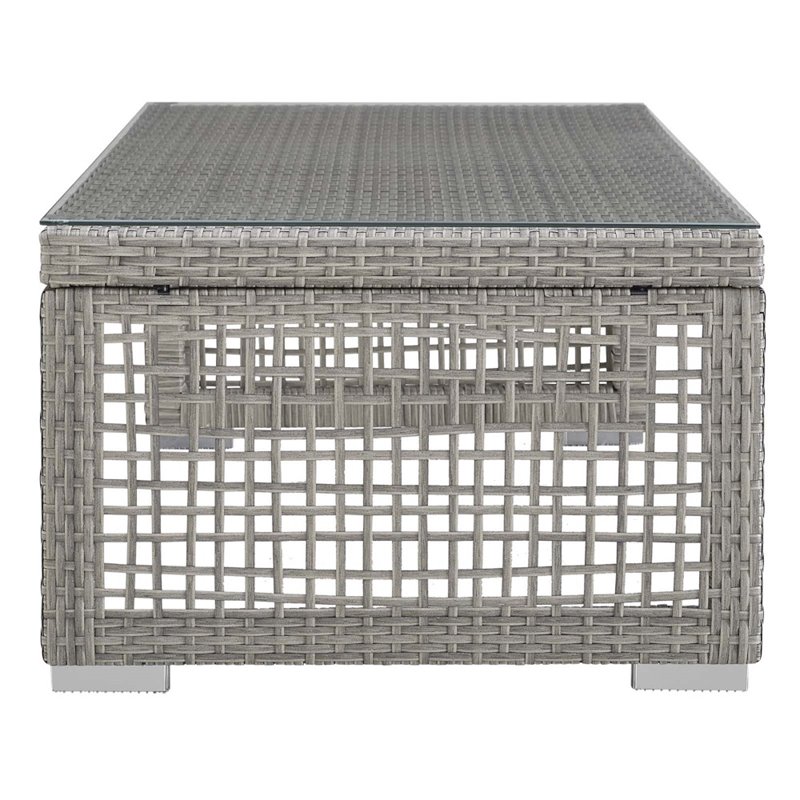 Pemberly Row 6-Piece Outdoor Patio Wicker Rattan Set in Gray/White