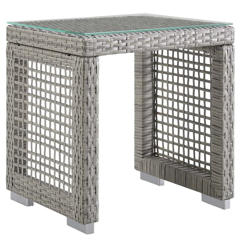 Pemberly Row 6-Piece Outdoor Patio Wicker Rattan Set in Gray/White