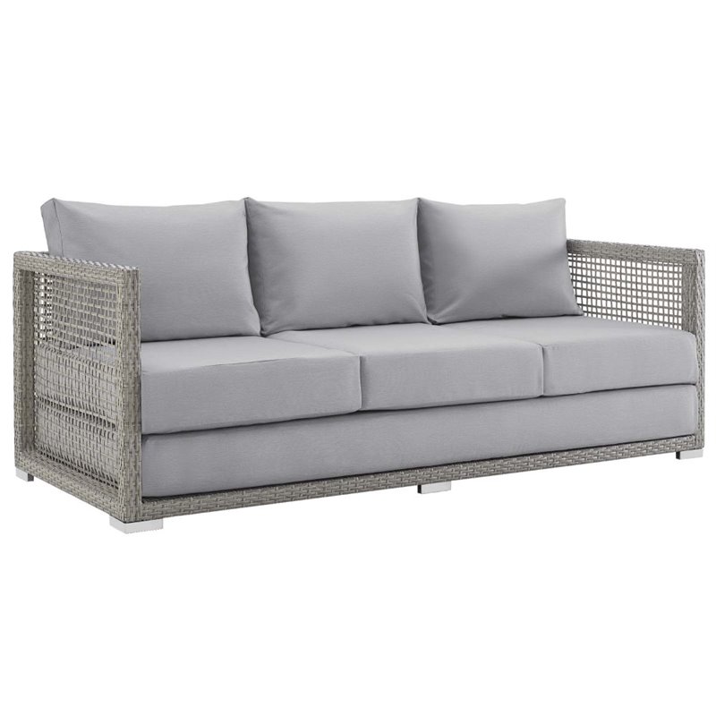 Pemberly Row 3-Piece Modern Outdoor Patio Wicker Rattan Set in Gray Finish