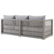 Pemberly Row 3-Piece Modern Outdoor Patio Wicker Rattan Set in Gray Finish