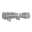 Pemberly Row 3-Piece Modern Outdoor Patio Wicker Rattan Set in Gray Finish