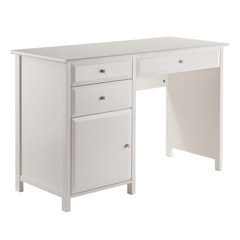 Pemberly Row 3-Piece Transitional Solid Wood Writing Desk Set in White