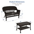 Pemberly Row Wicker Espresso Patio Love Seat & Coffee Table Set without Cushion