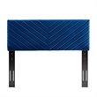 Pemberly Row Angular Channel Tufted Velvet Full/Queen Headboard in Navy
