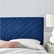 Pemberly Row Angular Channel Tufted Velvet Full/Queen Headboard in Navy