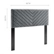 Pemberly Row Angular Channel Tufted Velvet Full/Queen Headboard in Charcoal