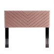 Pemberly Row Angular Channel Tufted Velvet Full/Queen Headboard in Dusty Rose