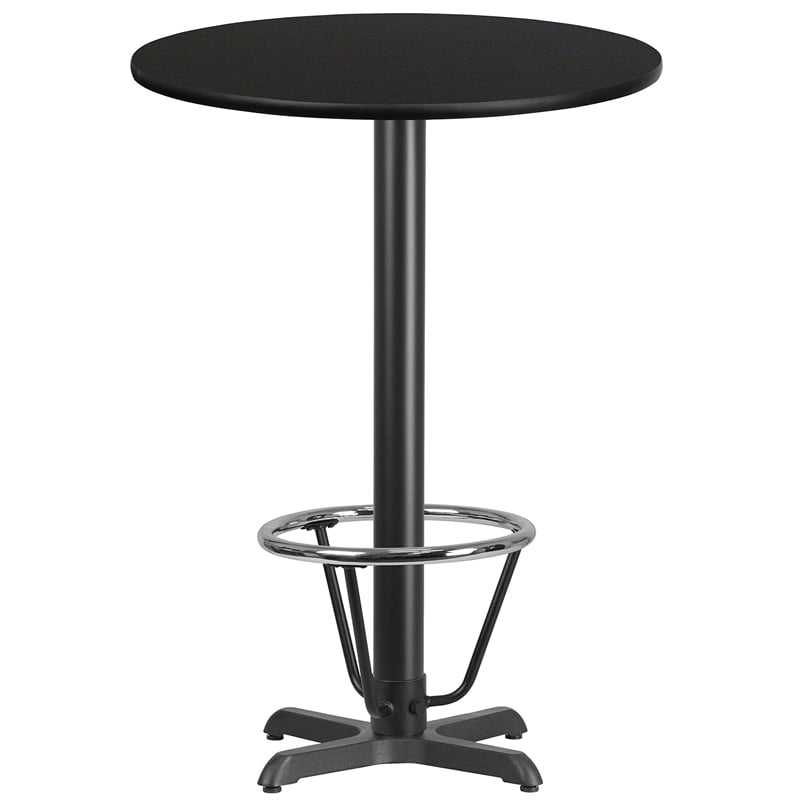 Pemberly Row Contemporary 30Rd Laminate Table-X-Base In Black