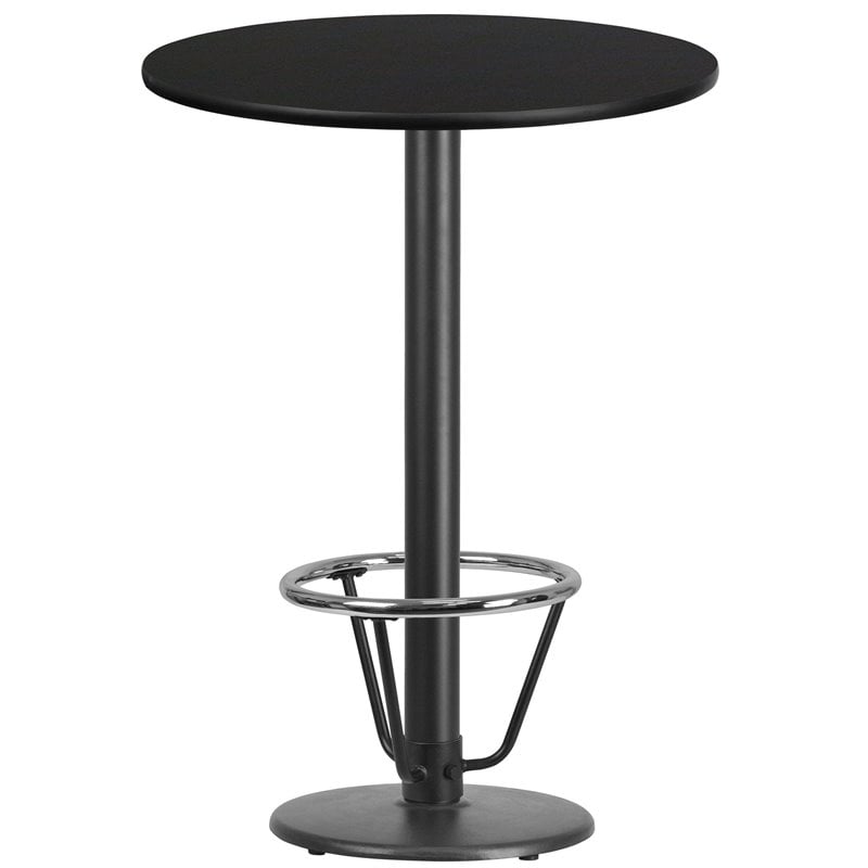Pemberly Row Contemporary Laminated Round Base Table In Black
