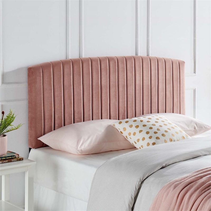 Pemberly Row Modern Performance Velvet Full/Queen Headboard in Dusty Rose