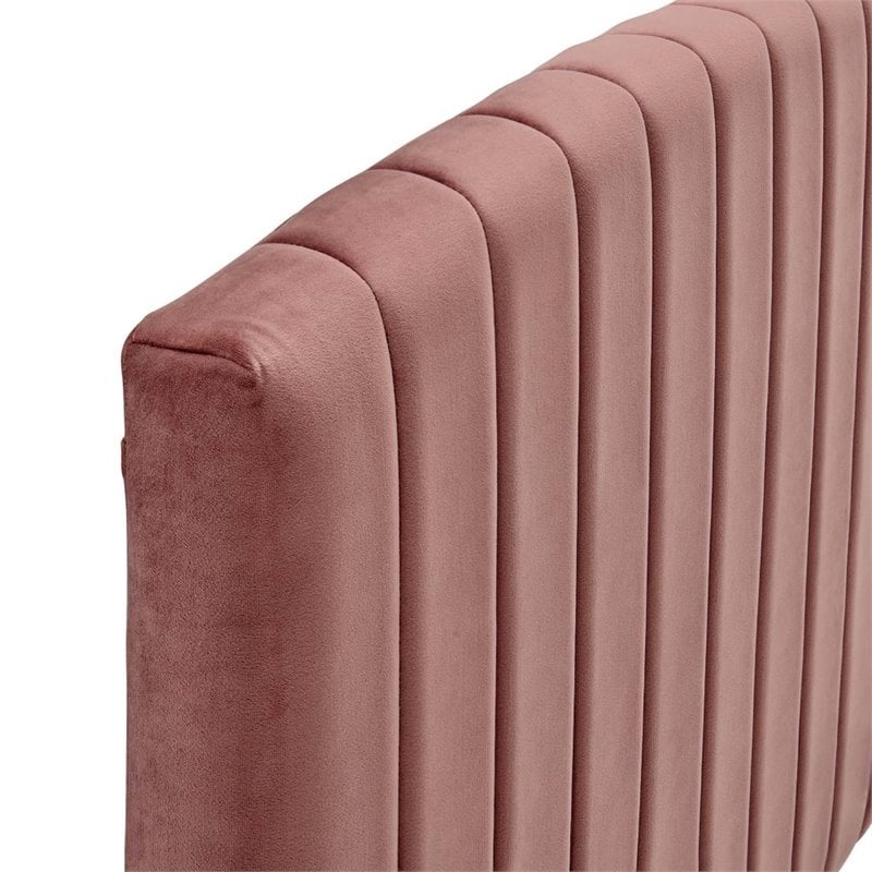Pemberly Row Modern Performance Velvet Full/Queen Headboard in Dusty Rose