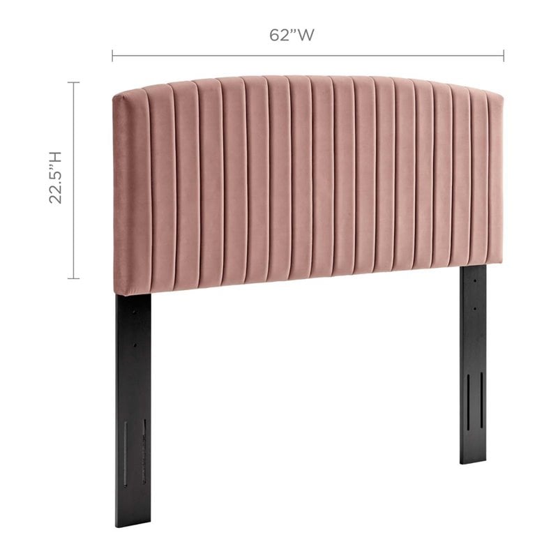 Pemberly Row Modern Performance Velvet Full/Queen Headboard in Dusty Rose