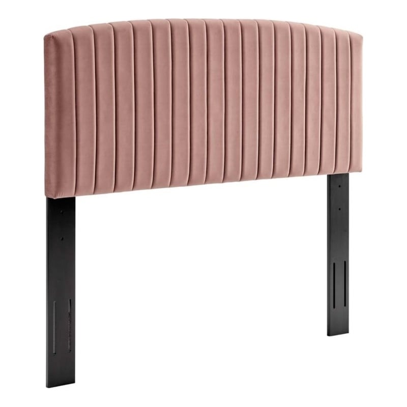 Pemberly Row Modern Performance Velvet Full/Queen Headboard in Dusty Rose