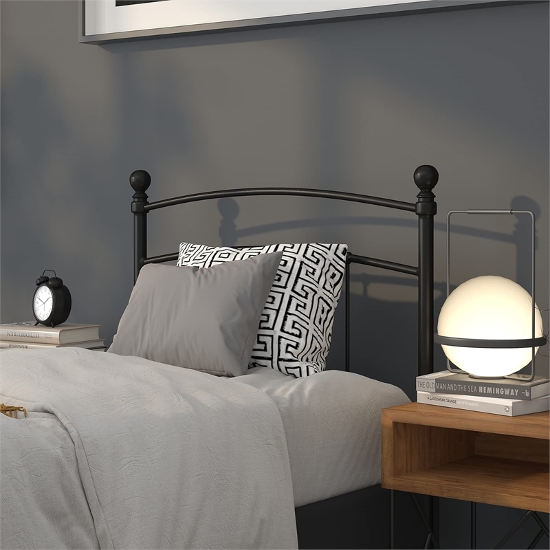 Pemberly Row Contemporary Twin Metal Spindle Headboard in Black