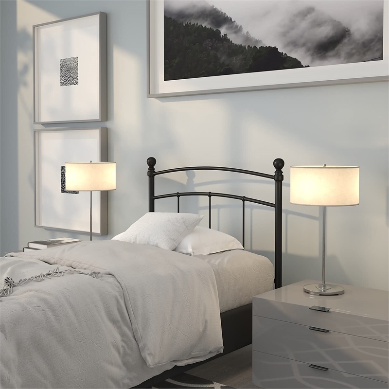 Pemberly Row Contemporary Twin Metal Spindle Headboard in Black