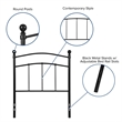Pemberly Row Contemporary Twin Metal Spindle Headboard in Black