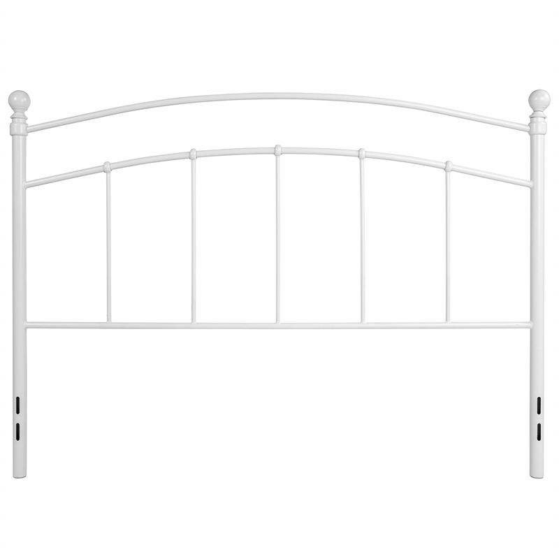 Pemberly Row Contemporary Queen Metal Spindle Headboard in White