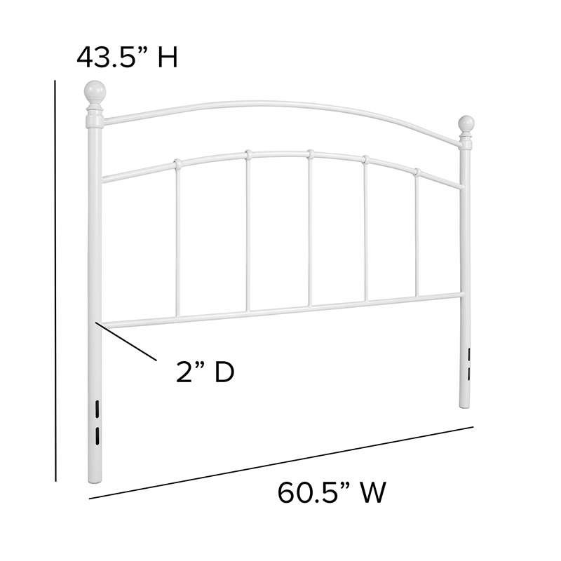 Pemberly Row Contemporary Queen Metal Spindle Headboard in White