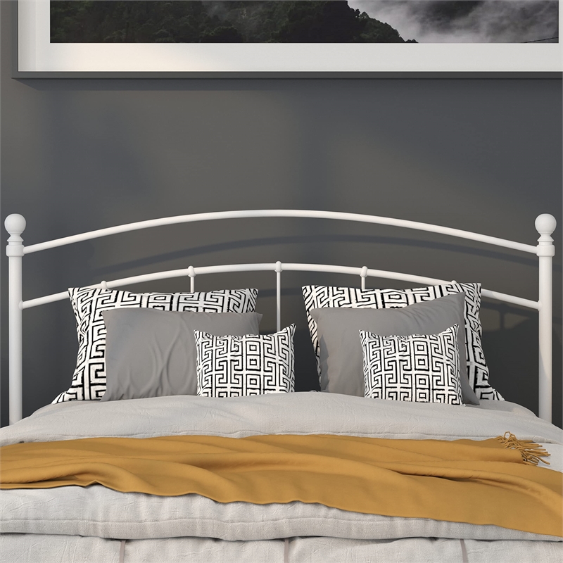 Pemberly Row Contemporary Queen Metal Spindle Headboard in White