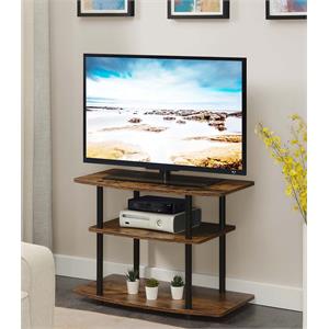 Pemberly Row Contemporary Three-Tier TV Stand in Nutmeg Wood Finish