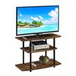 Pemberly Row Contemporary Three-Tier TV Stand in Nutmeg Wood Finish