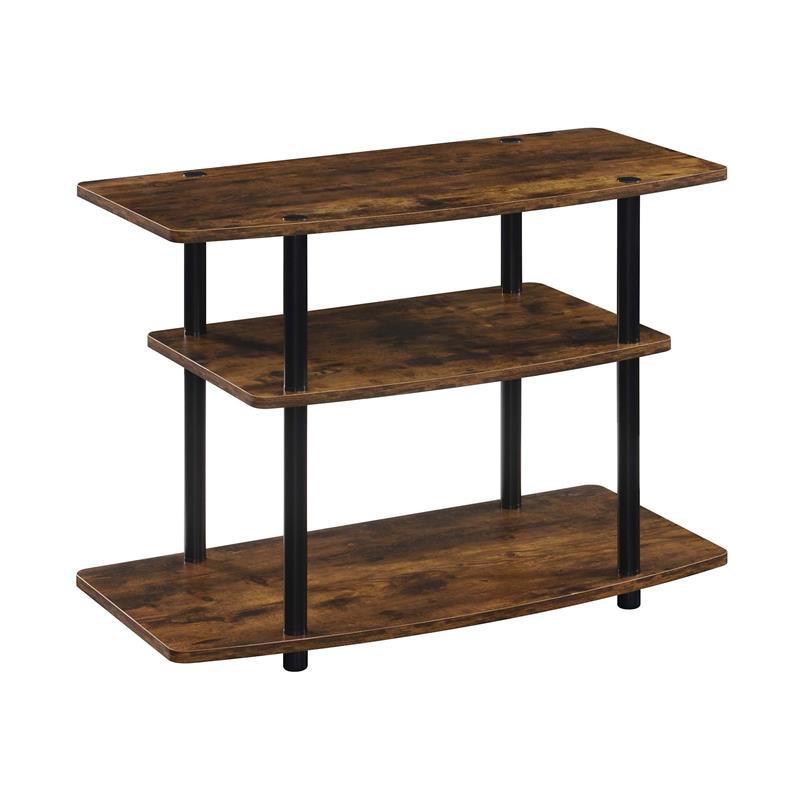 Pemberly Row Contemporary Three-Tier TV Stand in Nutmeg Wood Finish