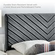 Pemberly Row Angular Velvet King/California King Headboard in Charcoal