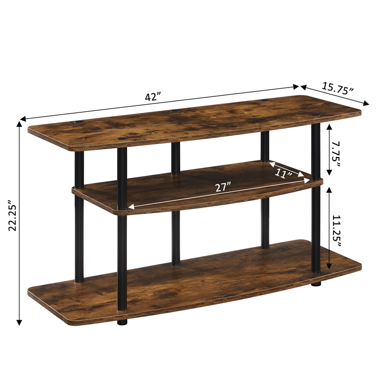Pemberly Row Contemporary Three-Tier Wide TV Stand in Nutmeg Wood Finish