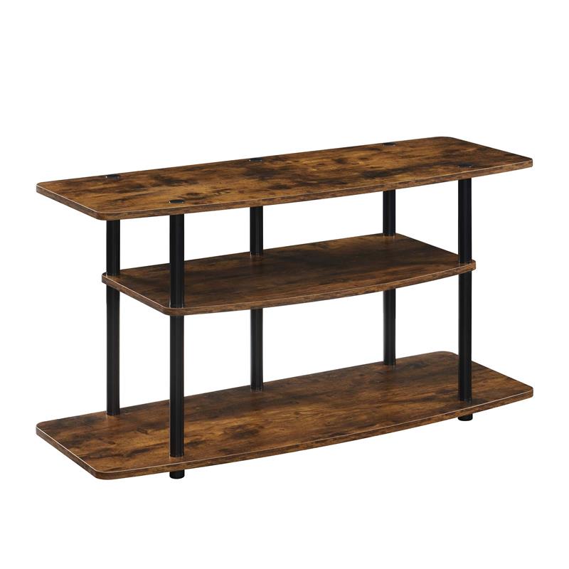 Pemberly Row Contemporary Three-Tier Wide TV Stand in Nutmeg Wood Finish