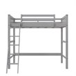 Pemberly Row Contemporary Kids Twin Wooden Loft Bed with Ladder in Gray