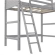 Pemberly Row Contemporary Kids Twin Wooden Loft Bed with Ladder in Gray