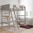 Pemberly Row Contemporary Kids Twin Wooden Loft Bed with Ladder in Gray