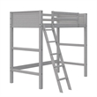 Pemberly Row Contemporary Kids Twin Wooden Loft Bed with Ladder in Gray