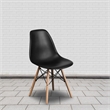 Pemberly Row Plastic Accent Chair with Wood Base in Moss Green