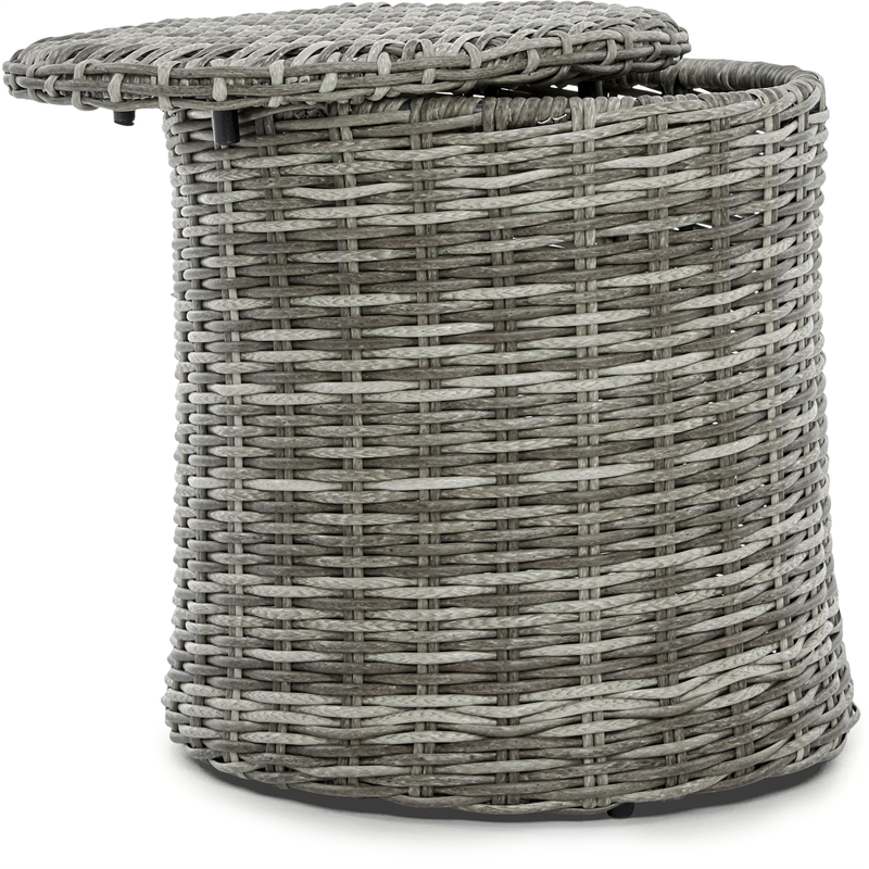 Pemberly Row Contemporary Outdoor Side Table with Storage Gray