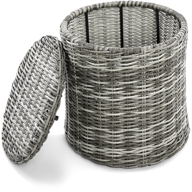 Pemberly Row Contemporary Outdoor Side Table with Storage Gray