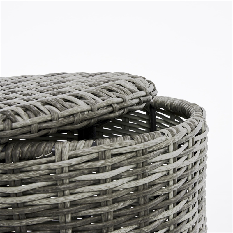 Pemberly Row Contemporary Outdoor Side Table with Storage Gray