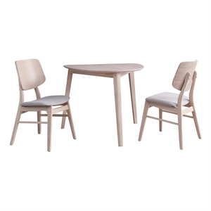 Pemberly Row Contemporary 3-piece Wood Dining Set in White Ash
