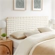 Pemberly Row Weave Vegan Leather Queen Headboard in Natural Beige