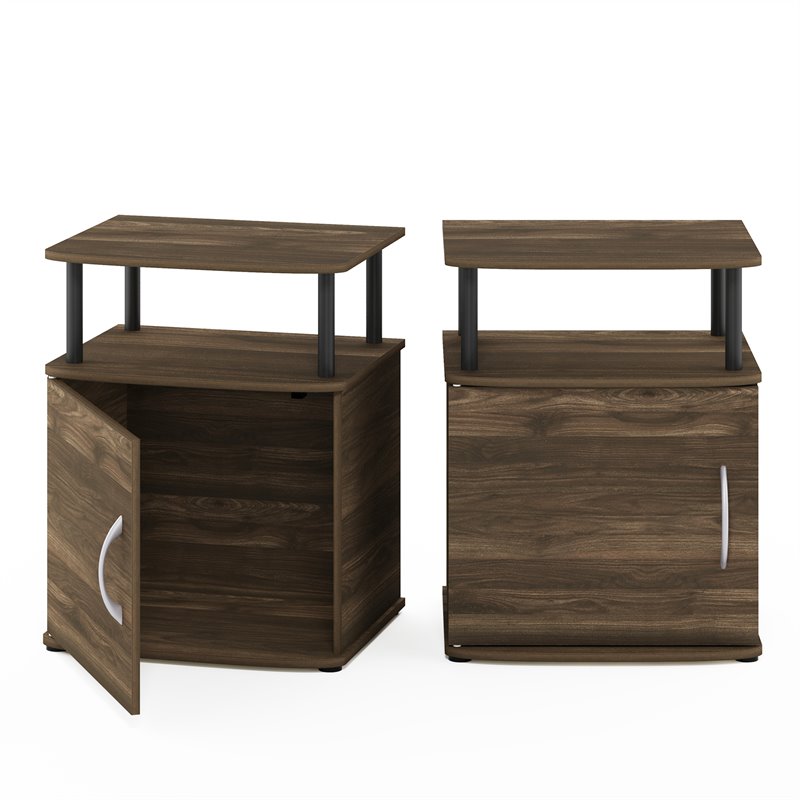 Pemberly Row Engineered Wood End Table in Columbia Walnut/Black (Set of 2)