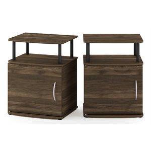 Pemberly Row Engineered Wood End Table in Columbia Walnut/Black (Set of 2)