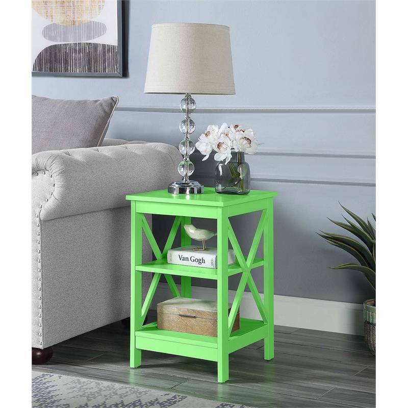 Pemberly Row End Table with Shelves in Lime green Wood Finish