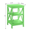 Pemberly Row End Table with Shelves in Lime green Wood Finish