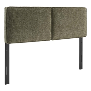 Pemberly Row Contemporary Boucle Fabric Queen Headboard in Sage