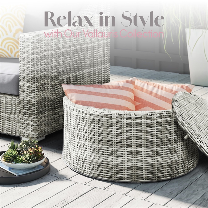 Pemberly Row Contemporary Outdoor Coffee Table with Storage Gray