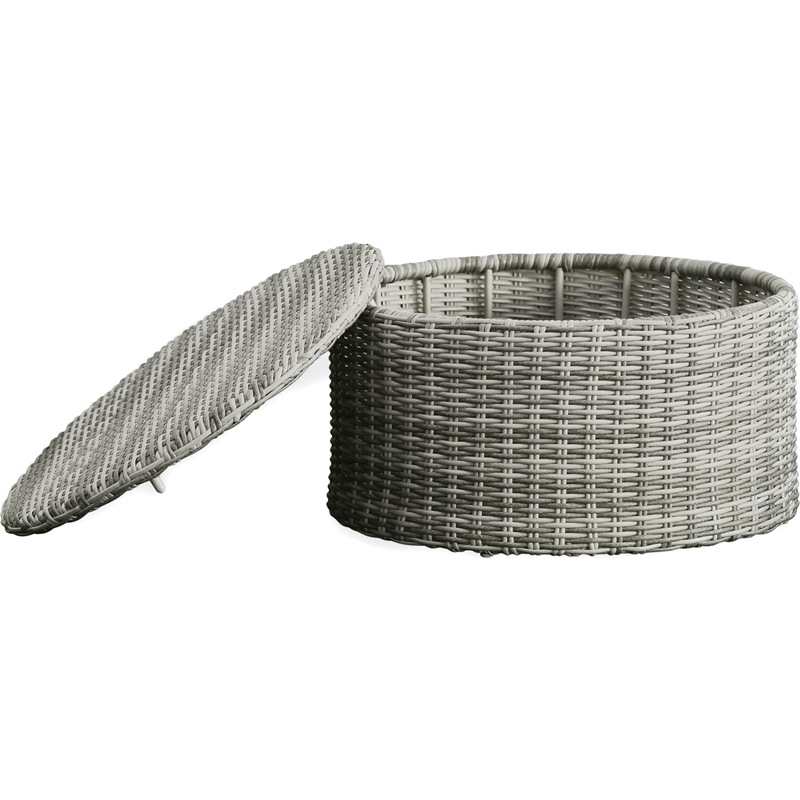 Pemberly Row Contemporary Outdoor Coffee Table with Storage Gray