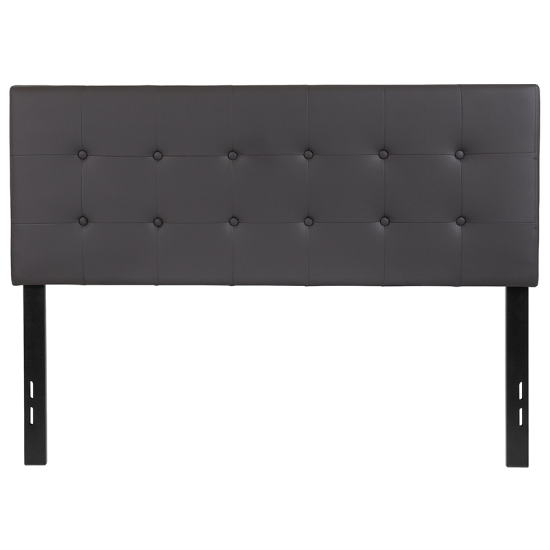Pemberly Row Contemporary Upholstered Full Panel Headboard in Gray