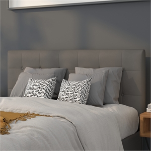 Pemberly Row Contemporary Upholstered Full Panel Headboard in Gray