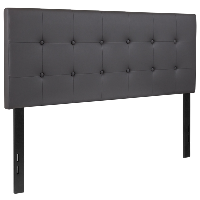 Pemberly Row Contemporary Upholstered Full Panel Headboard in Gray